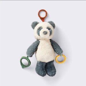Cloud Island Gray and Cream Panda with Teething Rings